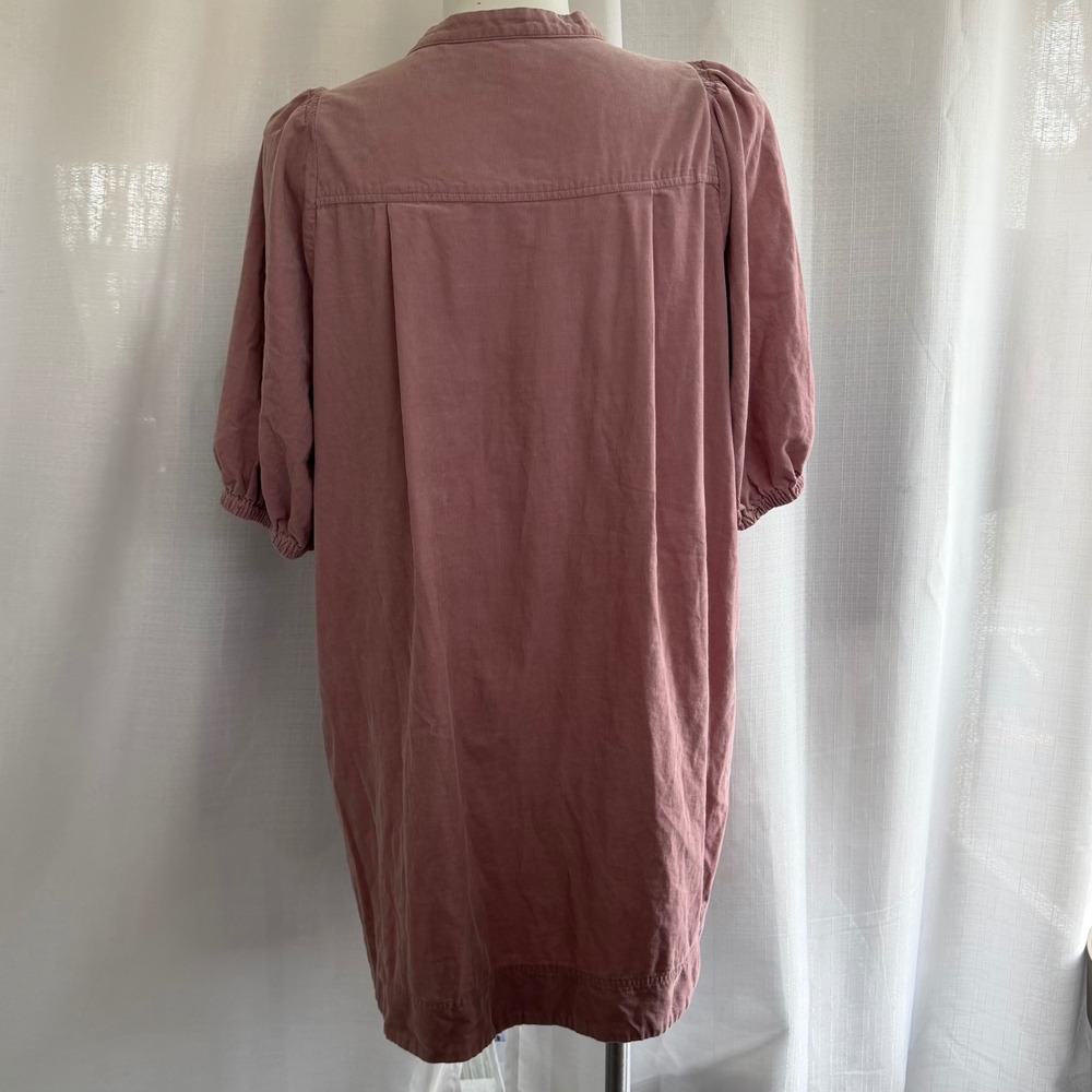 Madewell Corduroy Puff‎ Sleeve Midi Dress Size XXL Dusty Rose Pink Prairie - Picture 4 of 7